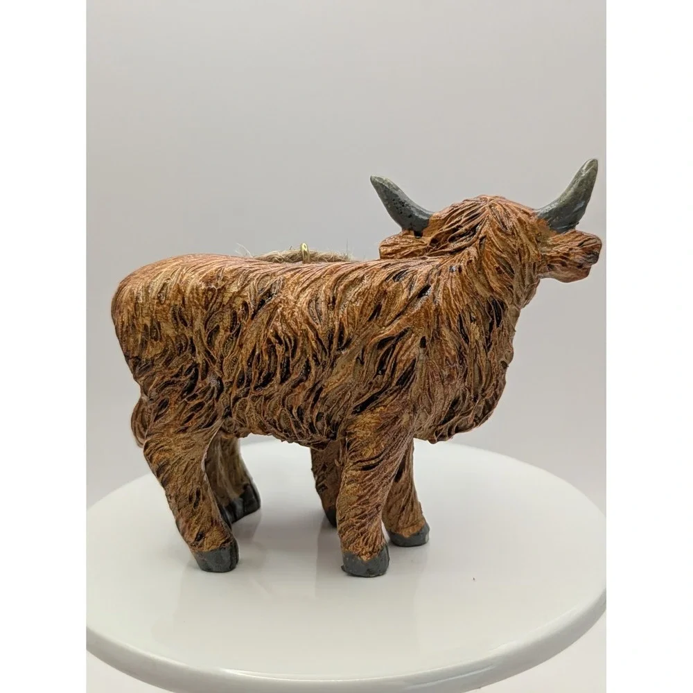 Scottish Highland Cattle‎ Cow Brown Christmas Tree Ornaments Lot Of 2